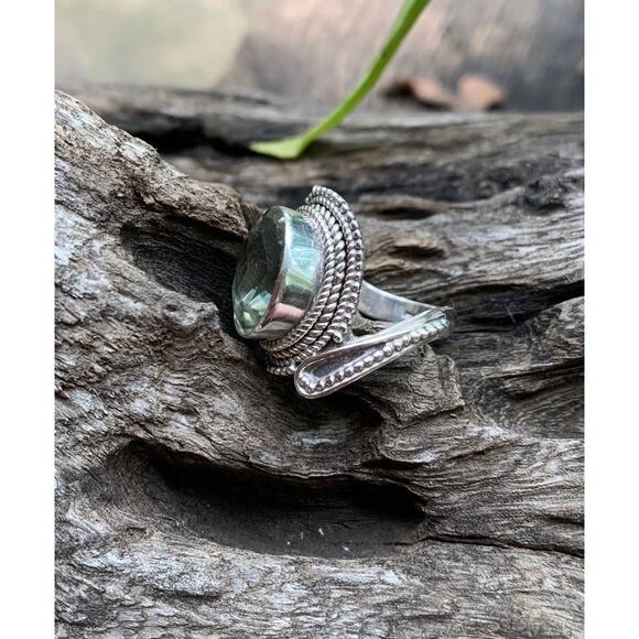 Sterling Silver and Prasiolite Ring Made in India Size 7 - Picture 3 of 5
